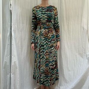 Blue, White, Green, Red Chevron Pattern Skirt and Top Matching Set Aldo Martins